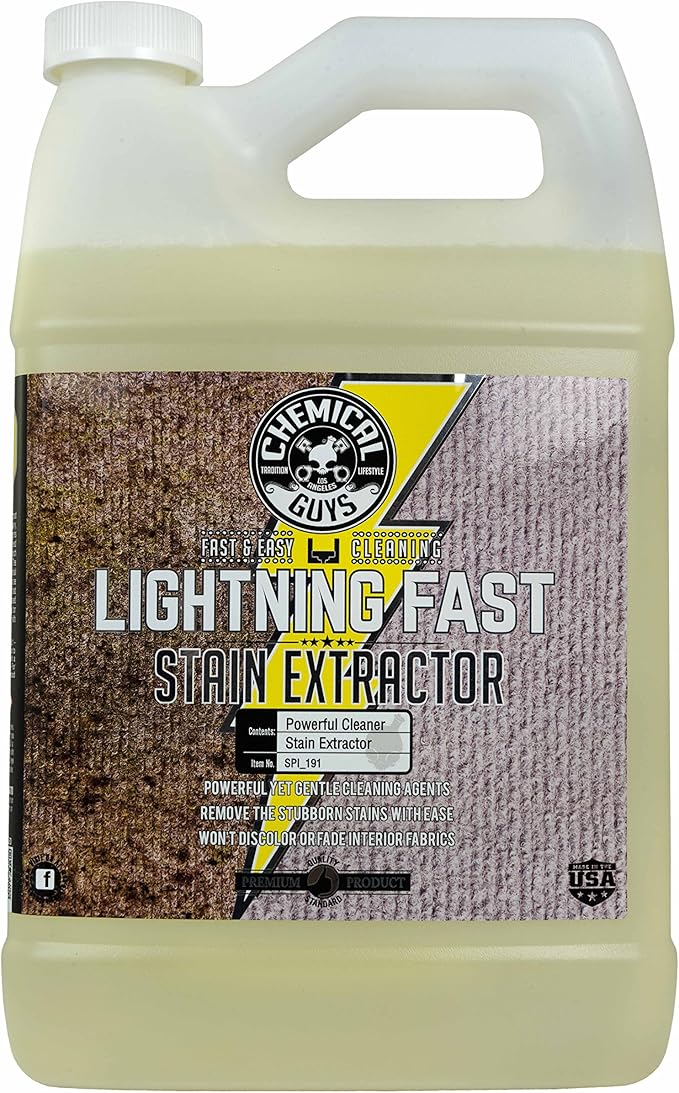Chemical Guys Lightning Fast Carpet and Upholstery Stain Extractor - Fabric, Upholstery, and Carpet Cleaner, Safe for Cars, Home, Office, Furniture, and More, Unscented- 16 oz