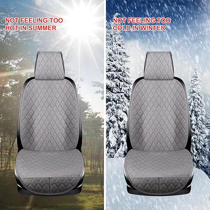 ENOGE Car Seat Cover, Front Car Seat Covers, Driver Seat Protector with Soft & Breathable Cloth Fabric for All Seasons Universal Fits Most Automotive, Van, SUV, Truck (Gray,1 Front)