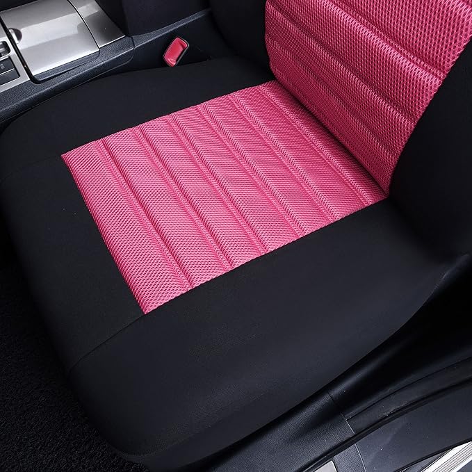 FH Group Automotive Car Seat Covers Front Set Premium 3D Air Mesh Front Seat Covers, Airbag Compatible Universal Fit Interior Accessories for Cars Trucks and SUVs - Pink