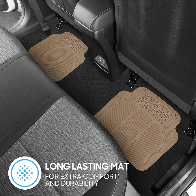 BDK Heavy Duty 4pc Front & Rear Rubber Floor Mats for Car SUV Van & Truck-All Weather Protection Universal Fit