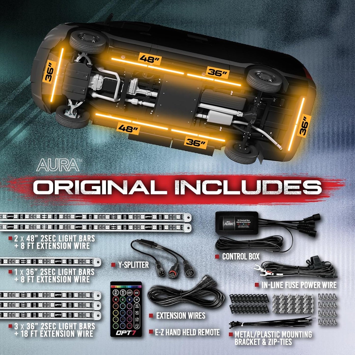 OPT7 Aura Aluminum Underglow Kit for Class B & B+ RV Camper with Remote Control, 6 pcs Multicolor LED Light Bars, Exterior Neon Accent Under Glow Lighting, Rigid Waterproof Strip Lights, Music Mode