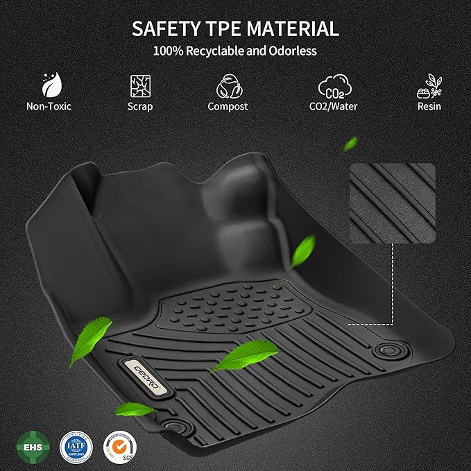 OEDRO Floor Mats Fit for 2020-2025 Hyundai Palisade, Black TPE All Weather Palisade Floor Liners Custom Fit 3 Rows and Cargo Liner Behind 3rd Row Set
