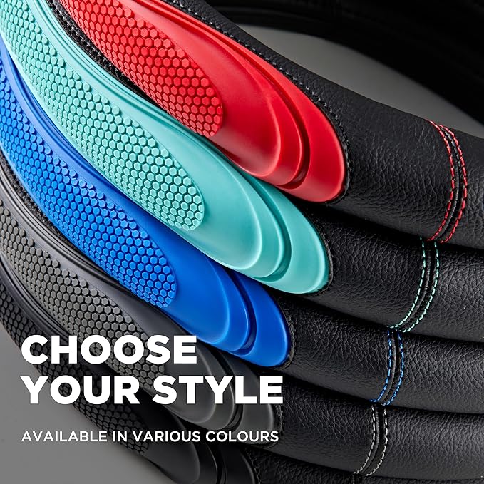 Road Comforts Car Steering Wheel Cover - Microfiber Leather Steering Wheel Wrap Sports 14.5-15 Inch Steering Wheel Cover Non-Slip for Men Women Blue Color