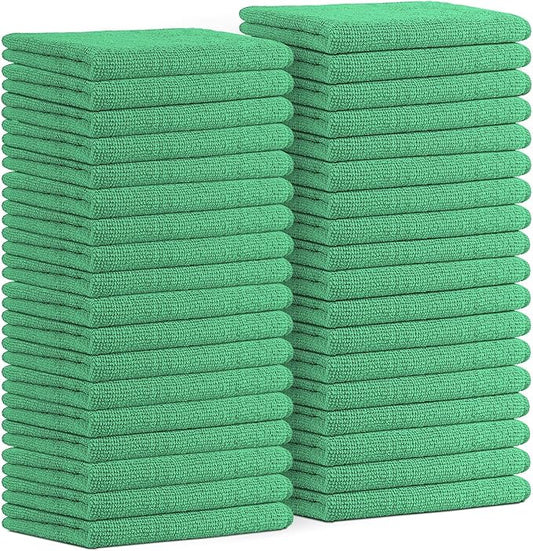 Avalon Towels Microfiber Cleaning Cloths (Value Pack of 36) Size 16" x 16", Highly Absorbent, Lint Free, Reusable, Green