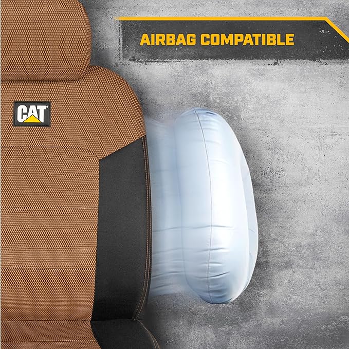 Cat® MeshFlex Automotive Seat Covers for Cars Trucks and SUVs (Set of 2) – Beige Car Seat Covers for Front Seats, Truck Seat Protectors with Comfortable Mesh Back, Auto Interior Covers