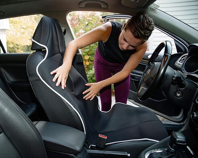 Gorla Gear Black Premium Universal Fit Waterproof Stain Resistant Car Seat Cover Neoprene Non-Slip Bucket Seat Dog Sweat Proof Protector Save Your Leather Cloth Seats Van Truck SUV Auto Sedan