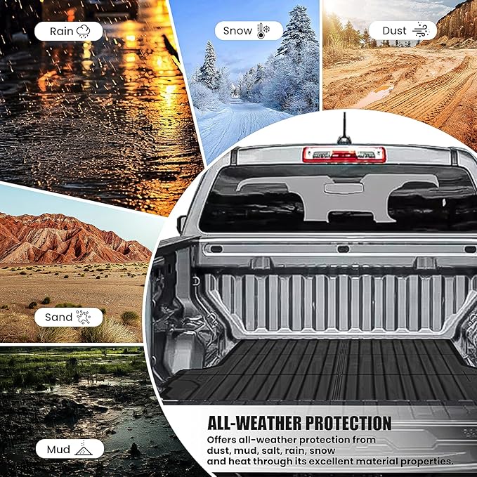 AUXKO All Weather Truck Bed Mat for Chevrolet Chevy Colorado & GMC Canyon 2025 2024 2023 5FT Bed Vehicle Cargo Liner Colorado Canyon Accessory