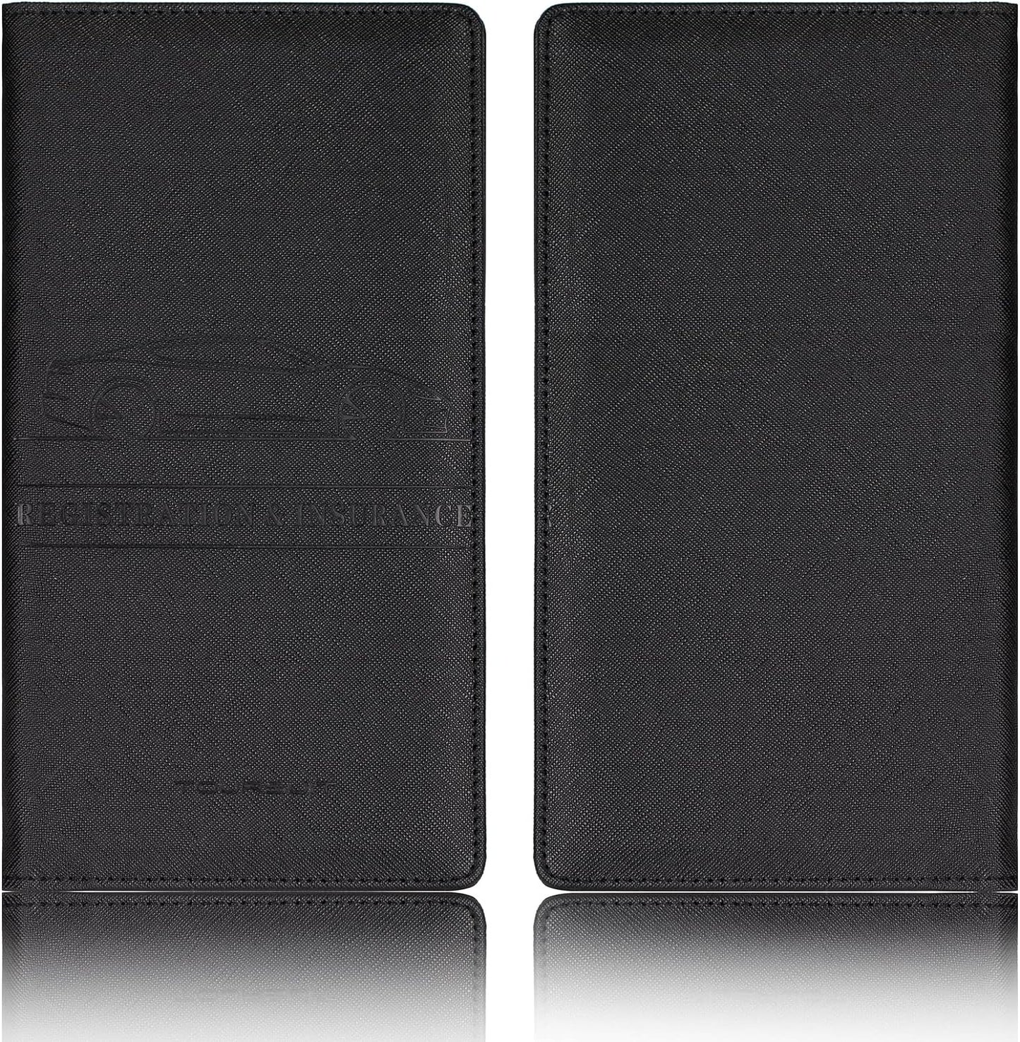 TOURSUIT Car Registration and Insurance Card Holder, Vehicle License Document Glove Box Compartment Organizer, Interior Car Accessories for Women Men Teens (Cross Black)