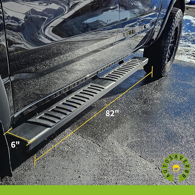 AUTOSAVER88 Running Boards Compatible with 2007-2018 Chevy Silverado/GMC Sierra 1500 & 2007-2019 2500HD/3500HD Crew Cab (Gas Engine ONLY), 6 inches Aluminum Side Steps Nerf Bars