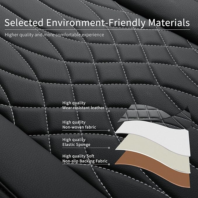 Car Seat Covers 2 PCS Front Seats, Waterproof Napa Leather Automotive Seat Protector for Cars SUV Truck Sedan, Universal Anti-Slip Car Seat Cushion Interior Accessories, Black and White
