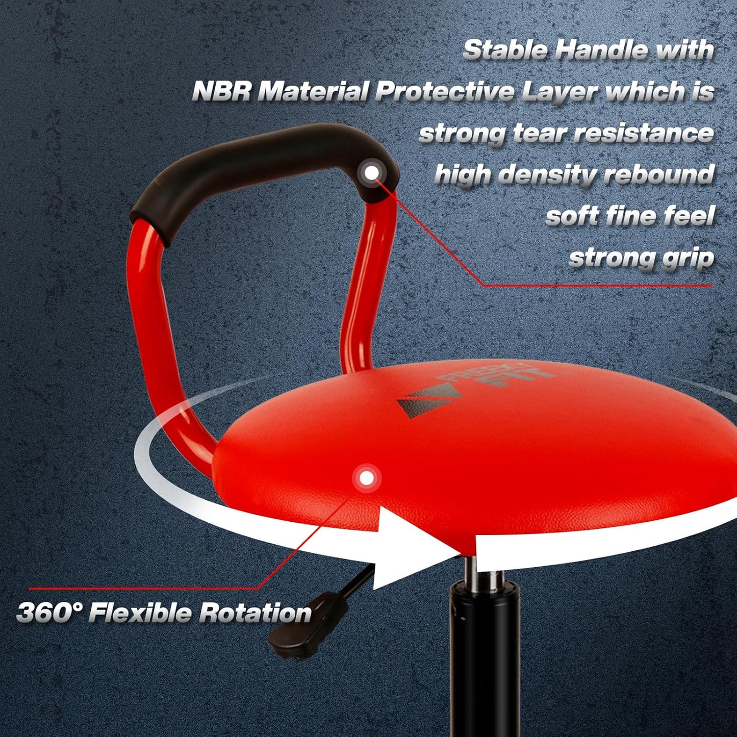 Garage Stool, Adjustable Height Swivel Work Mechanic Shop Stool with Backrest, Pneumatic Shop Chair for Home, Workshop, 300 LBS Capacity, 360° Rotation, Heavy Duty, Red