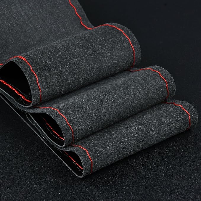 Steering Wheel Cover Universal 15 Inch with Top Genuine Leather, Anti-Slip Design, Soft Padding, Stitch on Wrap