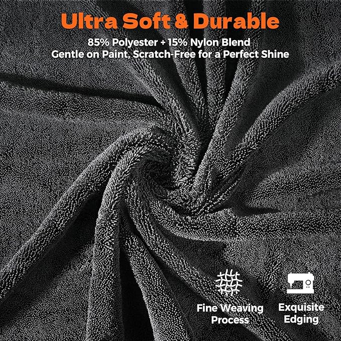 3-Pack Microfiber Towels for Cars (36"x24") - Car Drying Towel, Ultra Soft & Absorbent, Streak-Free & Scratch-Free, Car Towels Drying for Auto Detailing, Trucks, SUVs