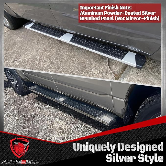 6 Inches Running Boards Side Steps Compatible with Dodge Ram Crew Cab 1500 2009-2024(19-24 Classic ONLY), 2500 3500 2010-2024, Silver Textured Aluminum Nerf Bars
