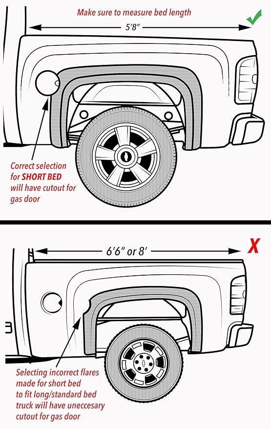 Factory/OE Design Fender Flares for 2007-2013 Chevrolet Silverado. Set of 4 (Short Bed (5'8") Models) | DOES NOT FIT ANY GMC TRUCKS
