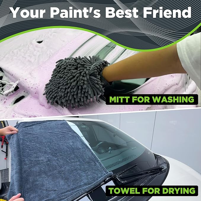 PWACCS Foam Cannon for Pressure Washer, Car Wash Kit with Soap, Snow Foam Blaster 1.5 Liter, Power Washer Soap Cannon with Car Drying Towel and Wash Mitt, 3600 PSI