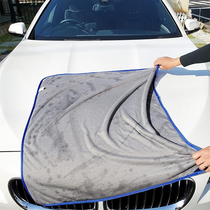 SHSCLY Microfiber Drying Towels for Cars Large Gray 33 x 29 Inches Pack of 2