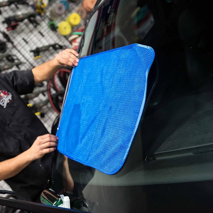Chemical Guys Waffle Weave Towel for Home & Auto Glass, Windows, Mirrors & More, Blue (24 x 16 inches).