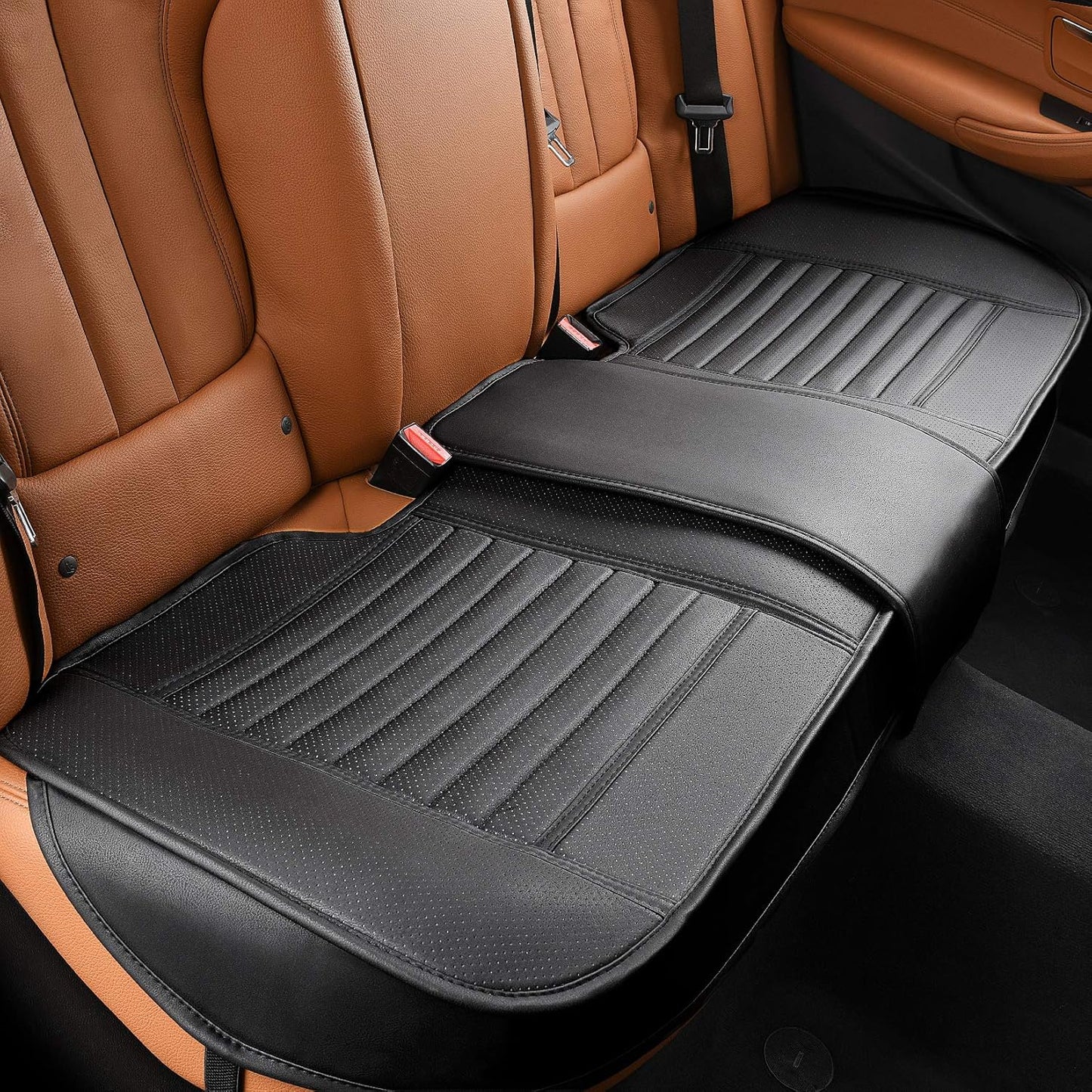 Back Seat Covers, Rear Seat Cushions, Auto Bench Protector with Breathable PU Leather and Non-Slip Bottom Universal for 4 Season (Black, 61" x 20. 5")