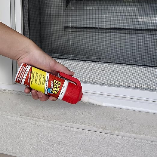 Flex Caulk, Waterproof & Weatherproof Hybrid Polymer Sealant, Strong, Paintable, Indoor, Outdoor, Bath, Shower, Sink, Window, Baseboards, Door, RV, Roof, Wood, Auto & Marine, White, 4 oz, 2-Pack