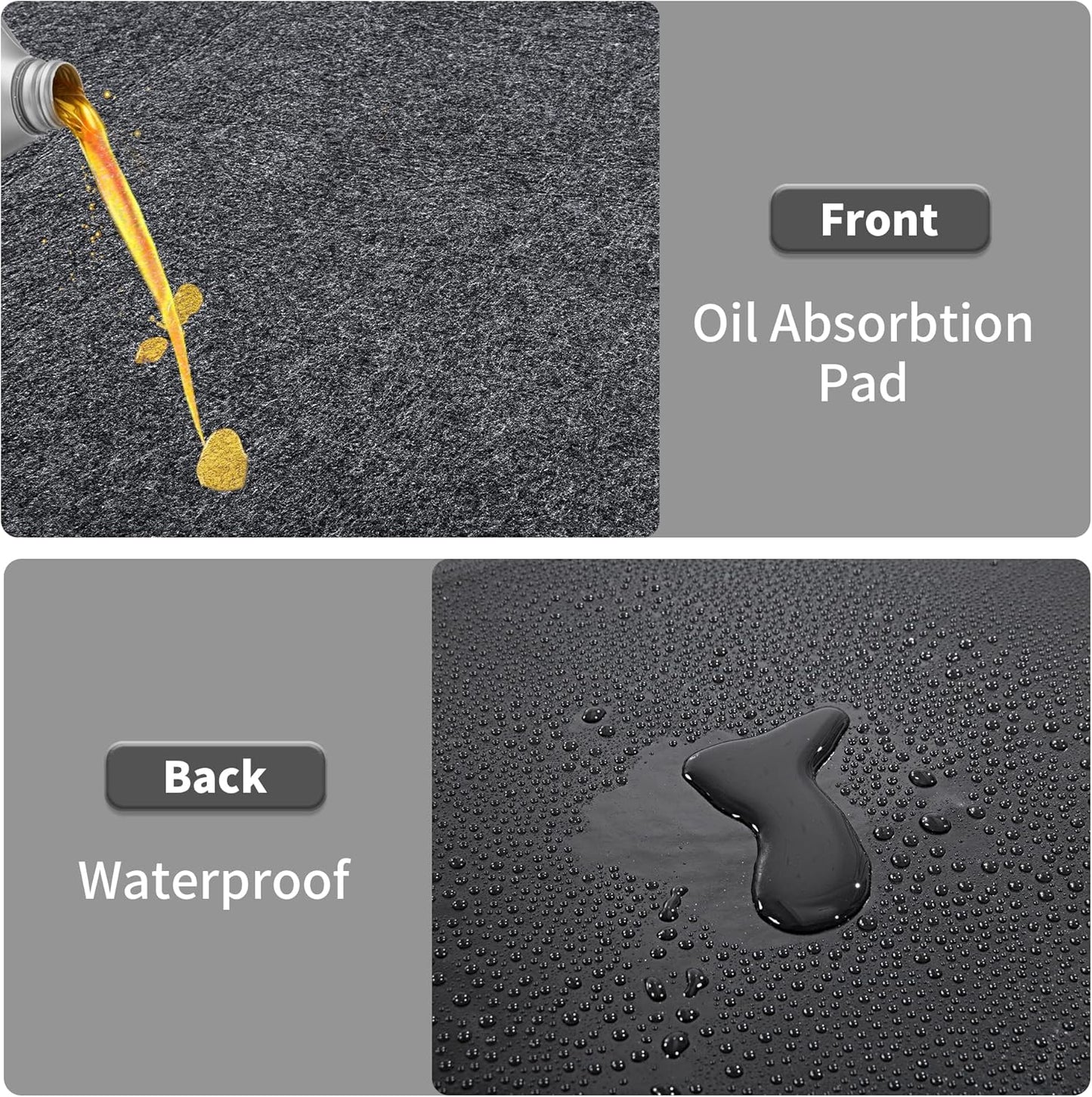 HOMBYS Garage Floor Mats for Under Car, Dark Grey Garage Flooring Rug, Motorcycle Oil Spill Mat, Absorbent Oil Garage Parking Mat 7'9"x18', Non Slip and Waterproof Backing