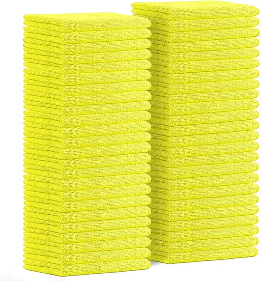 Avalon Towels Microfiber Cleaning Cloths (Value Pack of 48) Size 16" x 16", Highly Absorbent Cleaning Rags, Lint Free Cleaning Towels, Reusable and Washable, Microfiber Towels for Cars (Yellow)