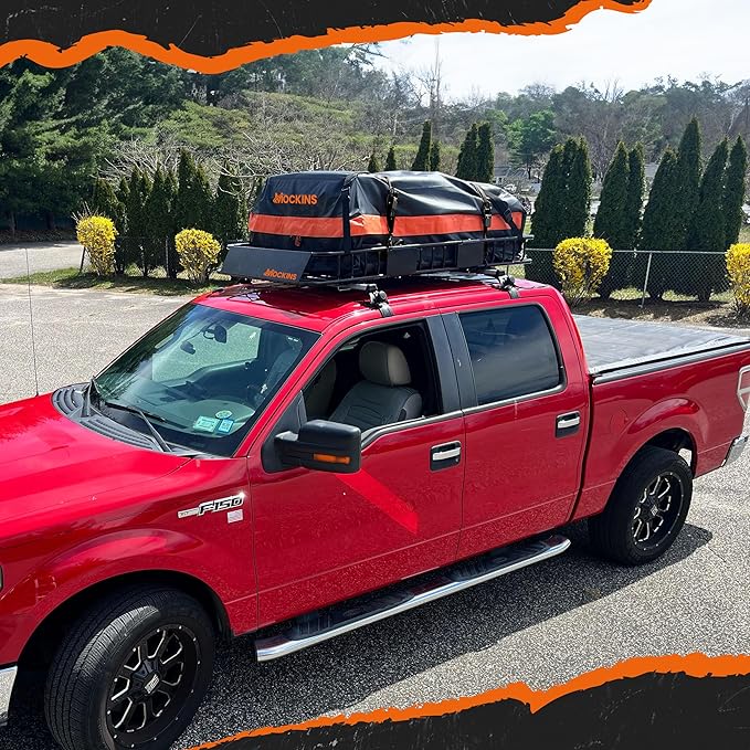 Mockins 64"x39"x6" Extendable Roof Rack Cargo Carrier for Top of Vehicle | 250lbs. Cap Car Top Carrier | Rooftop Cargo Basket for SUV, Car, Van & More | Roof Basket Set w/Ratchet Straps & Bungee Net