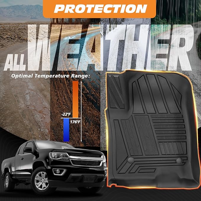 Floor Mats for 2019-2025 Chevrolet Silverado/GMC Sierra 1500 Crew Cab & 2020-2025 Chevy/GMC 2500HD/3500HD|Custom Fit|Front & Rear|Front Bucket|All-Weather Car Liners for Trucks