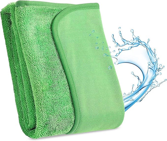 JOYMOOP Microfiber Towels for Cars, 35.4" x 23.6" Car Drying Towel, Green Reusable Car Towel, Quick Drying Car Microfiber Cleaning Cloth for RVs, SUVs, Trucks