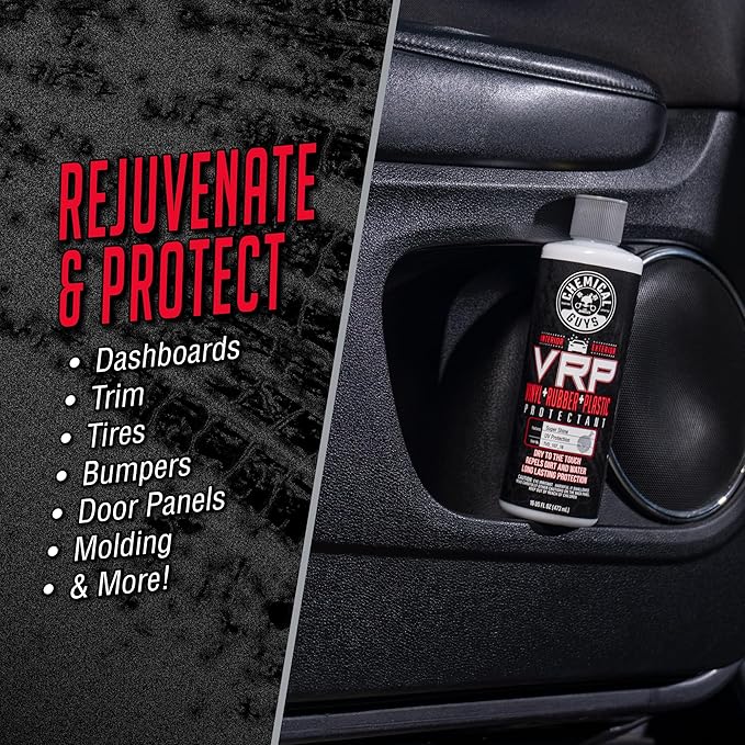 Chemical Guys VRP Vinyl, Rubber, and Plastic Dressing - Non-Greasy, Dry-to-the-Touch Shine for Tires, Trim, and More, Safe for Cars, Trucks, SUVs, RVs, and More - 16 oz