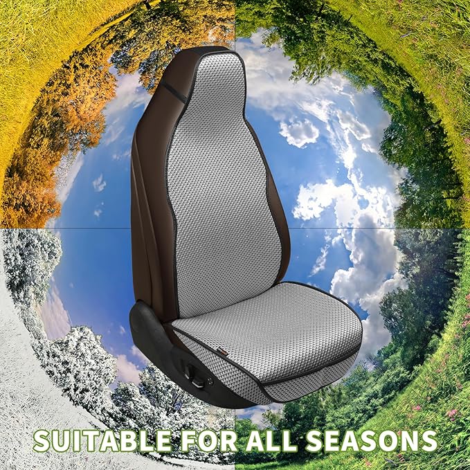 Auto Newer Car Seat Cover,Breathable Front Car Seat Cushion,Comfortable Car Seat Protector,Anti-Slip Full Wrap Driver Car Seat Protector with Storage Pocket,Universal All Seasons(Gray,2PCS)