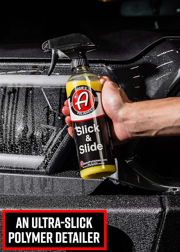 Adam's Polishes Slick & Slide Detail Spray - Hyper Slick Polymer Resin Technology Car Wash Spray Sealant - Car Wax Top Coat Quick Detailer Provides Superior Gloss, Shine, & Slickness (16 Oz)