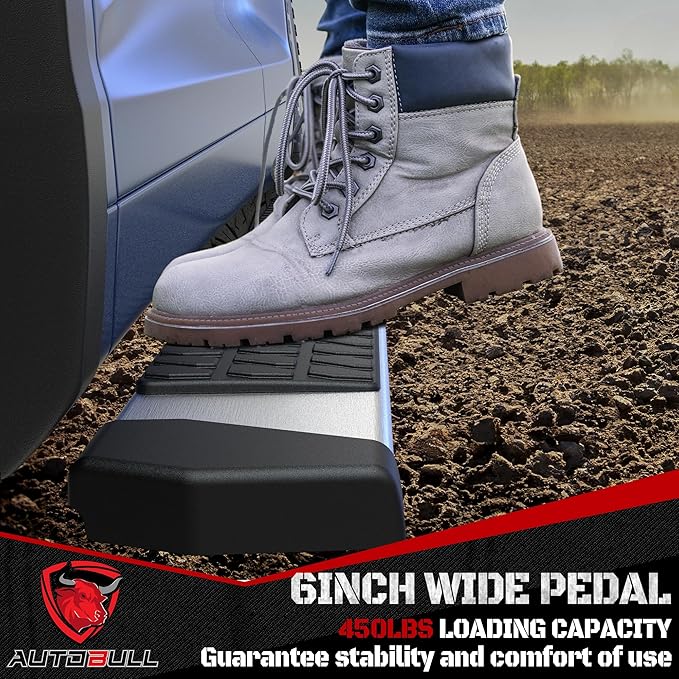 6 Inches Running Boards Side Steps Compatible with Dodge Ram Crew Cab 1500 2009-2024(19-24 Classic ONLY), 2500 3500 2010-2024, Silver Textured Aluminum Nerf Bars