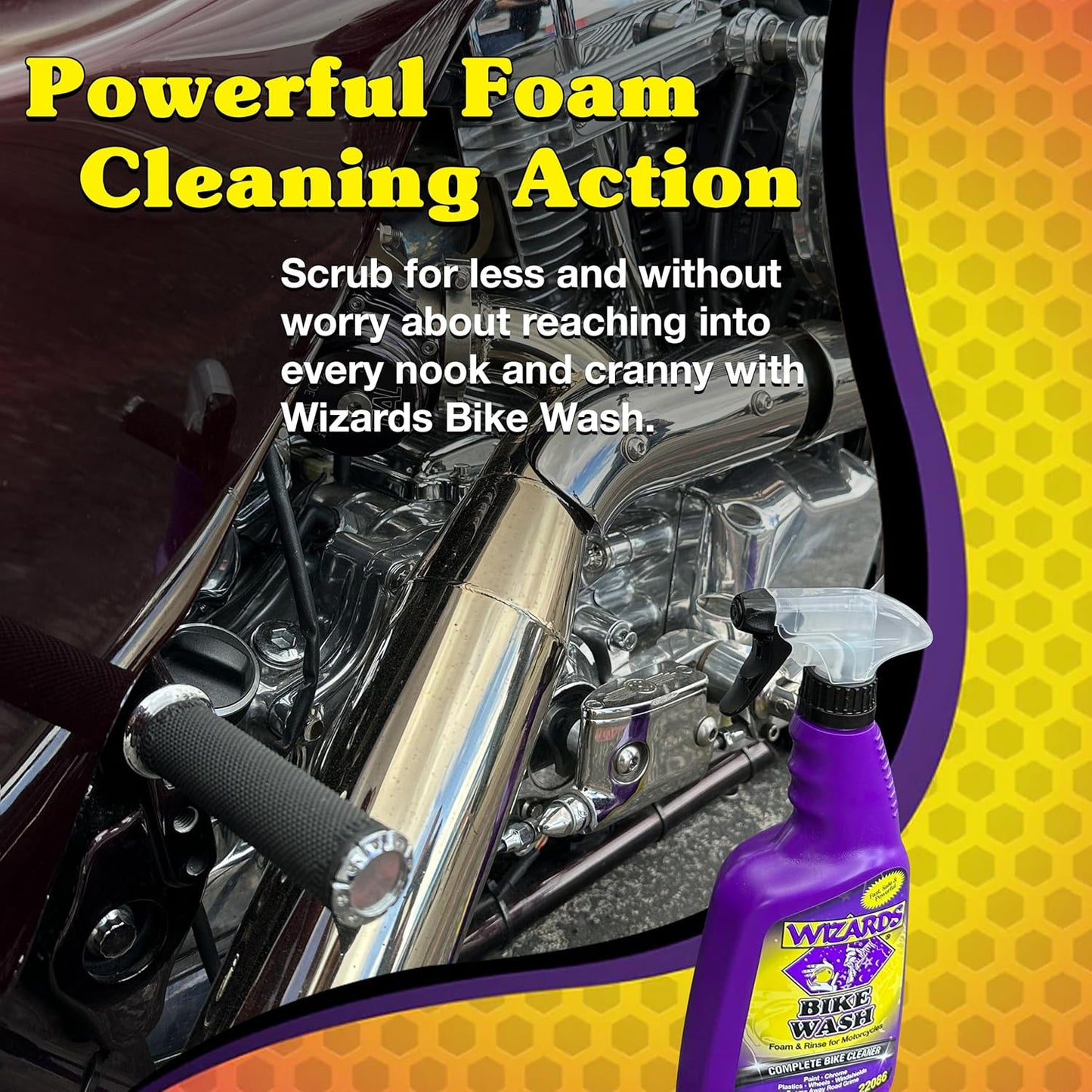 Wizards Bike Wash - Cleaner For Motorcycle Washing Kit- Quick Detailer for Bike with Bug Remover - For Your Motorcycle Accessories and Detail Kit - 22 oz