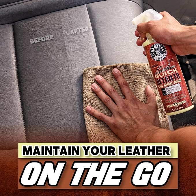 Chemical Guys Leather Quick Detailer for Car Interiors, Furniture, Apparel, Shoes, Sneakers, Boots, and More (Works on Natural, Synthetic, Pleather, Faux Leather and More), 32 fl oz
