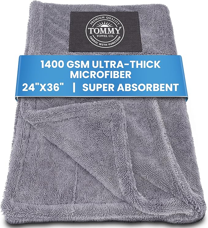 Car Drying Towel Extra Large 36"x24" Super Absorbent - Professional Grade 1400 GSM Microfiber Twisted Loop Design is The Perfect Choice When You Want A Safe Scratch Free and Streak Free Finish