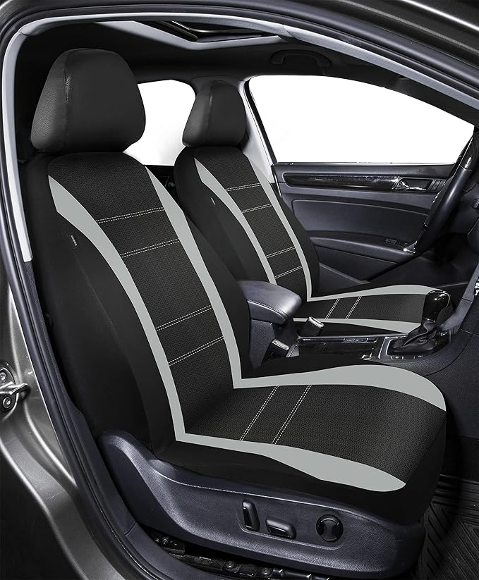 PIC AUTO Waterproof Universal Wetsuit Neoprene Car Seat Covers, Low Back, Airbag Compatible for Cars, SUVs, Vans, Trucks (4 Pieces, Gray)