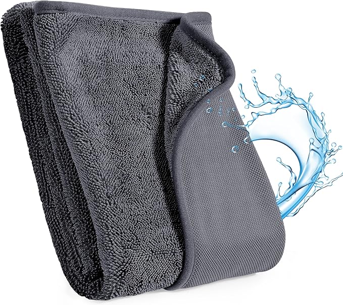 JOYMOOP Microfiber Towels for Cars, 63" x 29.5" Car Drying Towel, Dark Gray Reusable Car Towel, Quick Drying Car Car Microfiber Cleaning Cloth for RVs, SUVs, Trucks