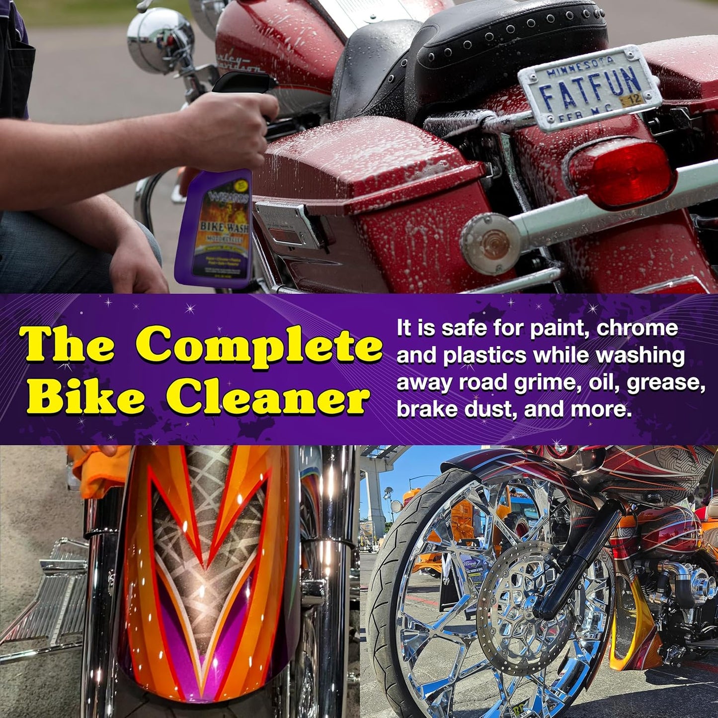 Wizards Bike Wash - Cleaner For Motorcycle Washing Kit- Quick Detailer for Bike with Bug Remover - For Your Motorcycle Accessories and Detail Kit - 22 oz