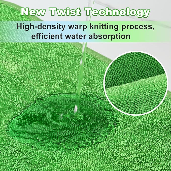 JOYMOOP Microfiber Towels for Cars, 2 Pack 63" x 29.5" Car Drying Towel, Green Reusable Car Towel, Quick Drying Car Microfiber Cleaning Cloth for RVs, SUVs, Trucks