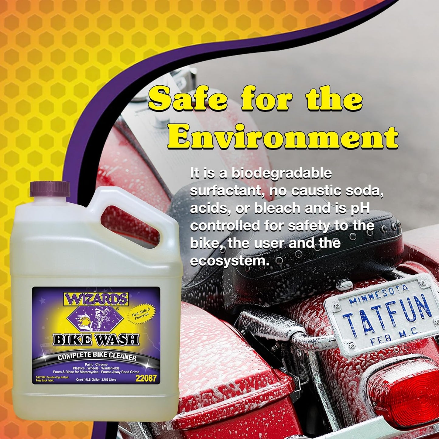 Wizards Bike Wash - Cleaner For Motorcycle Washing Kit - Quick Detailer for Bike Kit with Bug Remover - For Your Motorcycle Accessories and Detail Kit - 1 Gallon