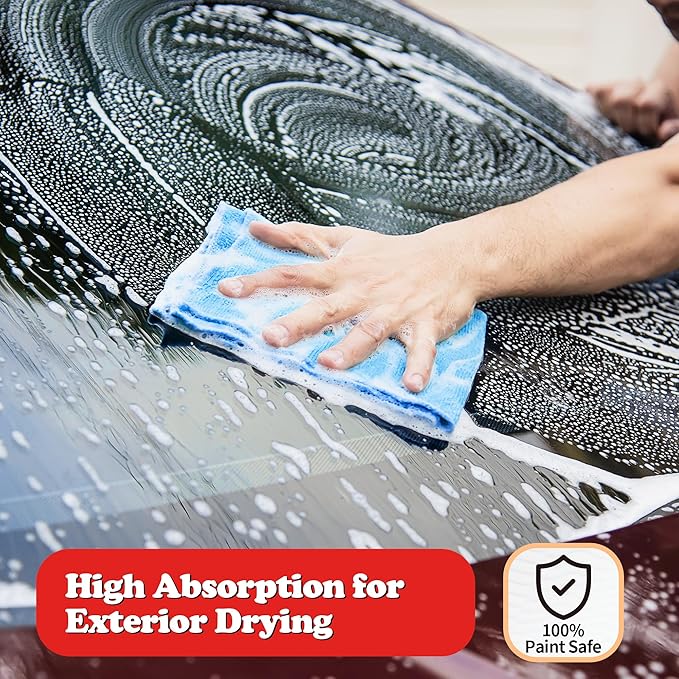 FIXSMITH Shop Towels, Microfiber Cleaning Cloth Bulk, 24 Pack Microfiber Towels for Cars, All-Purpose Absorbent Cleaning Rags, Dust Cloth for Automotive, Mechanic, Garage, Bar, 11.5 x 11.5 inch