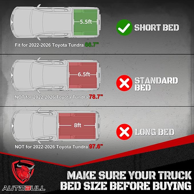 Truck Bed Mat Bed Liner Fit for Toyota Tundra Accessories CrewMax 2022-2026 5.5FT (Not Fit Drop-in Liners), Vehicle Truck Bed Liner Custom Fit All Weather Protection TPE Pickup Car Bed Mat
