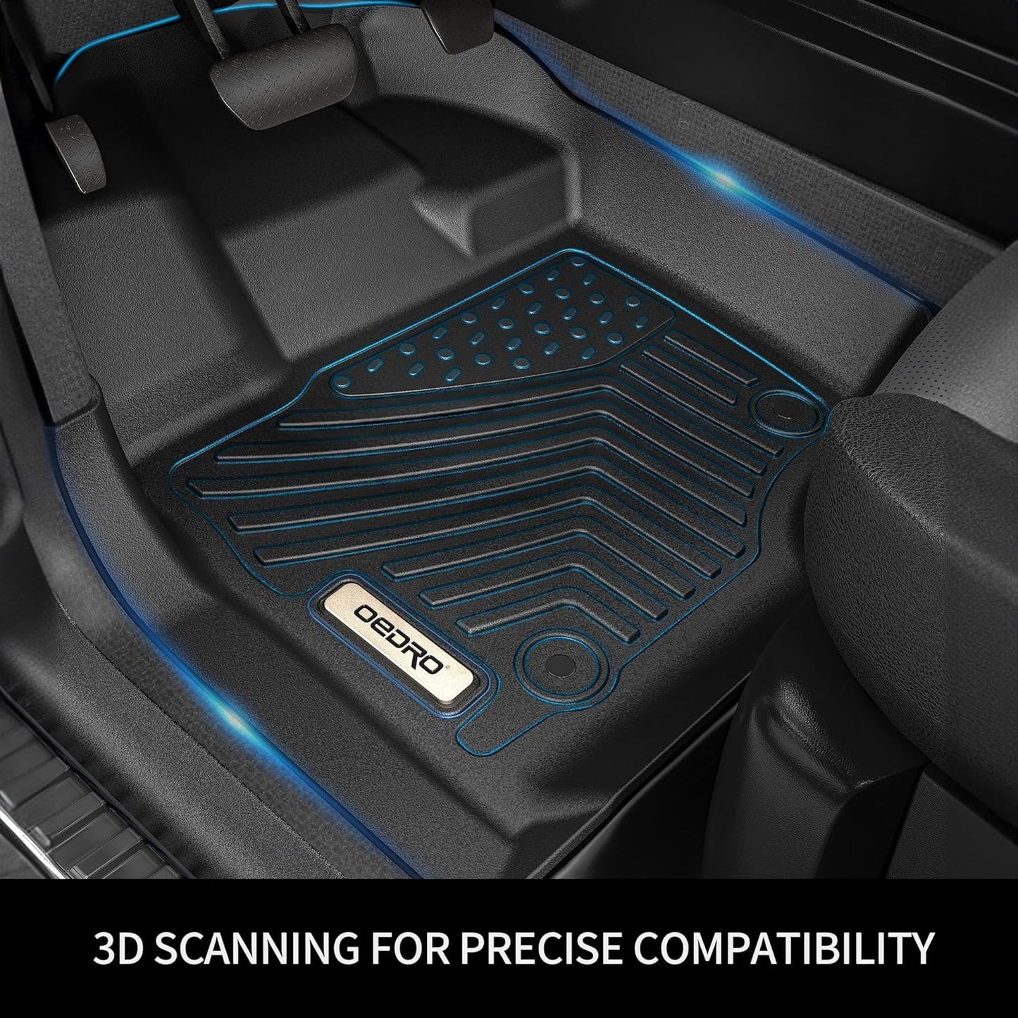 OEDRO Floor Mats Compatible with 2008-2021 Nissan Frontier Crew Cab, 2 Row Liner Set (Front & 2nd Seat), All Weather Protection Car Mats TPE Accessories, Black