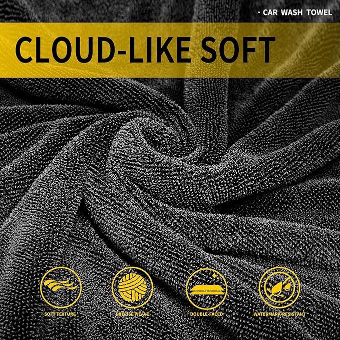 2 Pack Car Drying Towels (48”x24”),Extra Large Double-Twist Pile Drying Towels Car Detailing for Car Care Wash,Car Super Cleaning Supplies Chamois Cloth Accessories kit,Ultra Absorbency