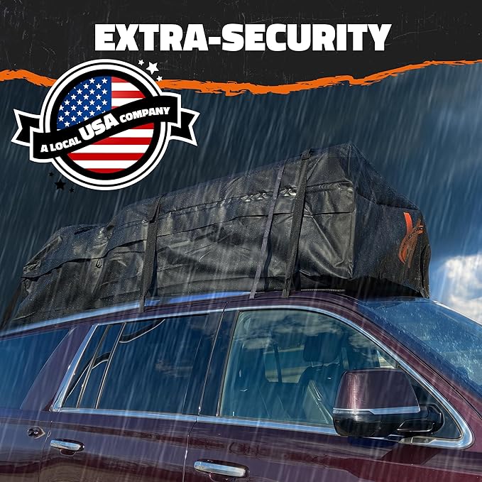 Mockins XXL 50 CuFt Cargo Roof Bag | 85"x50"x20" All-Weather Soft Shell Vinyl Car Top Carrier Without Roof Rack | Waterproof Rooftop Cargo Bag for Top of Car Storage | Roof Rack Bag w/Accessories