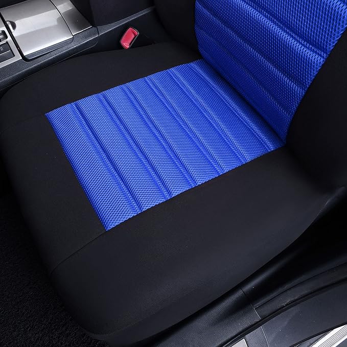 FH Group Automotive Car Seat Covers Front Set Premium 3D Air Mesh Front Seat Covers, Airbag Compatible Universal Fit Interior Accessories for Cars Trucks and SUVs - Blue