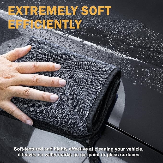 2-Pack Medium Size (23.6" x 15.7") Microfiber Towels, 600GSM Ultra Absorbent Car Drying Towels — Scratch-Free, Streak-Free, Lint-Free, Perfect for Cars, Shower Cabins, and Household Use
