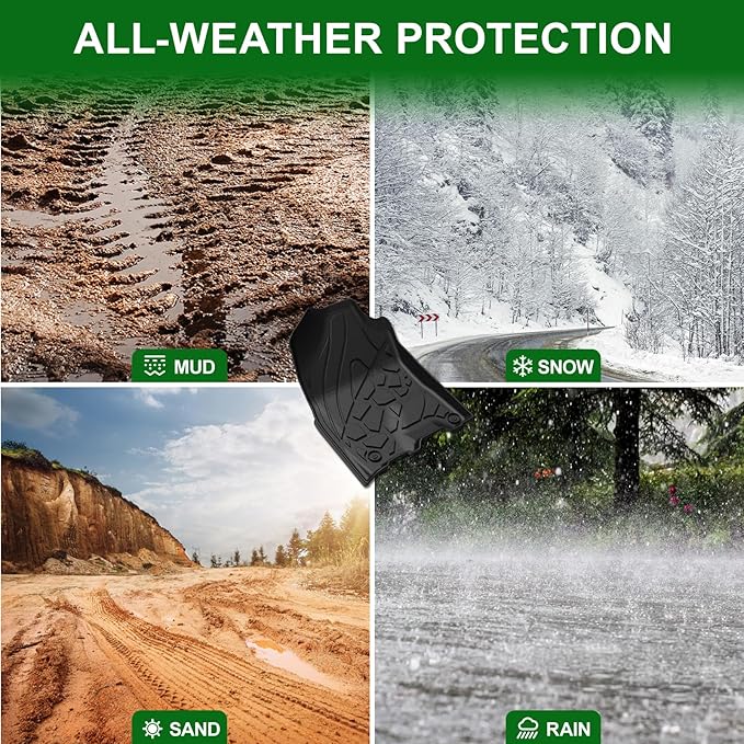 Floor Mats Fit for 2013-2018 Dodge Ram 1500/2500/3500 Crew Cab & 2019-2024 Dodge Ram 1500 (Only Classic Body) Crew Cab All Weather TPE Car Liner, & Door Sill Guards Accessories