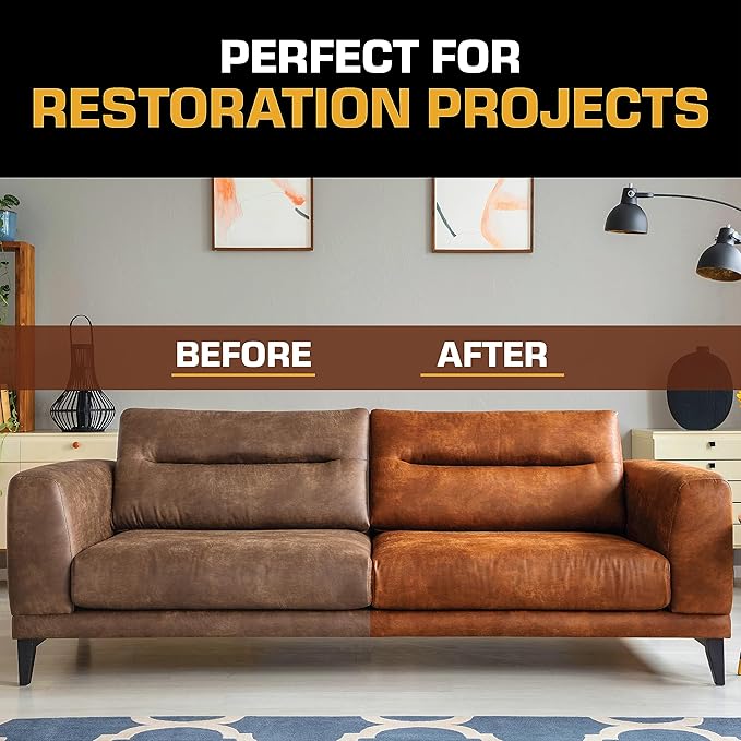 FORTIVO Leather Recoloring Balm with Mink Oil, Couch Repair Kit, Leather Dye and Restorer for Furniture